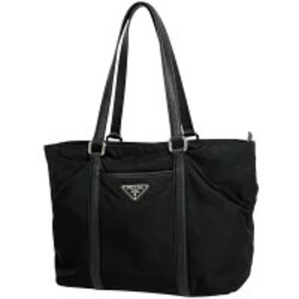 Prada Plate Tote Bag Handbag Nero Black